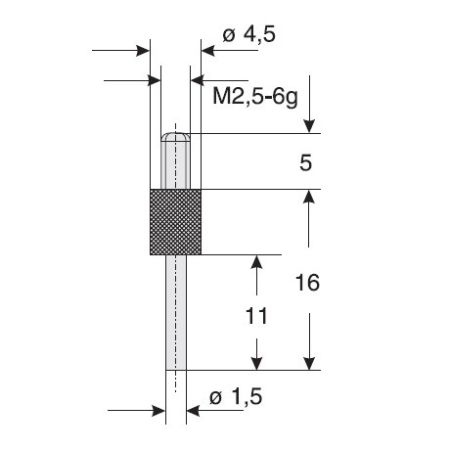 KÄFER końcówka pomiarowa igłowa Ø1,5mm długość 16mm stalowa 852.441 