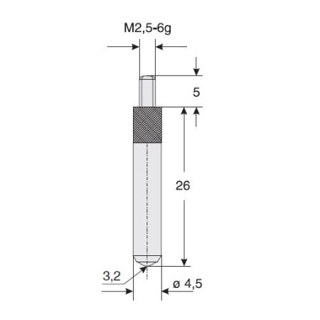 KÄFER końcówka pomiarowa kulkowa Ø3,2mm długość 26mm węglikowa 852.411 