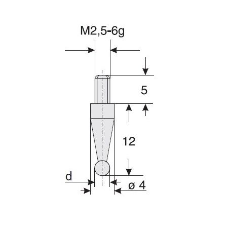 KÄFER końcówka pomiarowa kulkowa Ø4,0mm długość 12mm stalowa 852.417 