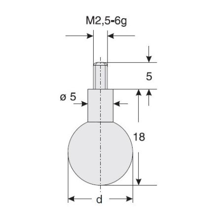 KÄFER końcówka pomiarowa kulkowa Ø9,0mm długość 18mm stalowa 852.428 