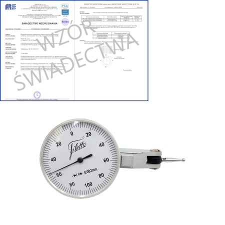 SCHUT czujnik dźwigniowo-zębaty0-100-0/0.2/0.002mm diatest + świadectwo wzorcowania PCA 907.942-WZORC