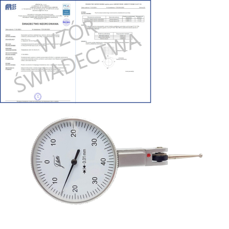 SCHUT czujnik dźwigniowo-zębaty0-40-0/0.8/0.01mm diatest + świadectwo wzorcowania PCA 907.941-WZORC