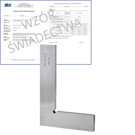 SCHUT kątownik stalowy bez stopki200x130mm DIN 875/2 + świadectwo wzorcowania 670.044-WZORC