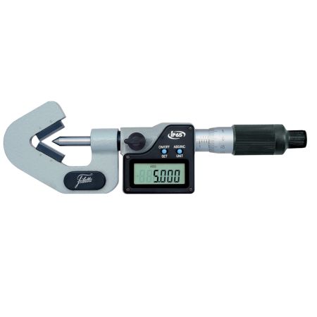 SCHUT mikrometr elektroniczny z kowadełkiem pryzmowym 108° zakres 25-45/0,001mm do narzędzi 5-ostrzowych IP65 909.874